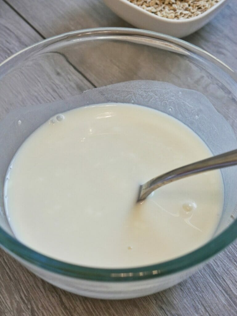 yogurt and water in a bowl