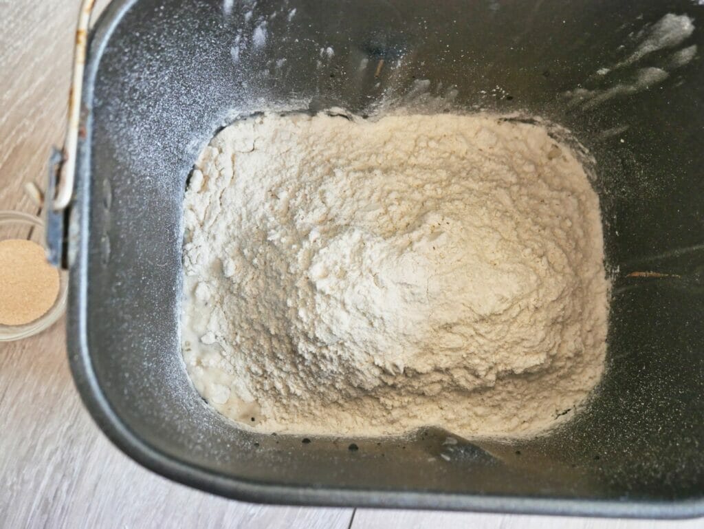flour in bread pan