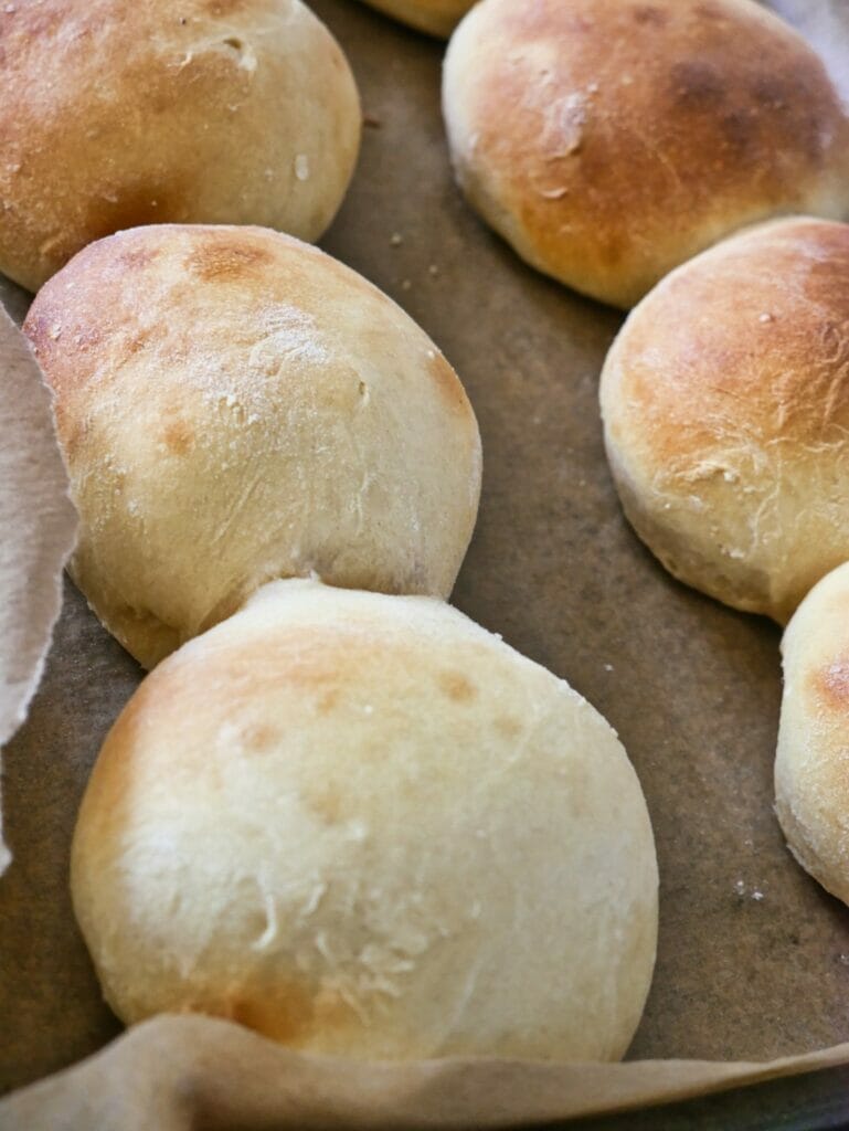 brioche buns after baking