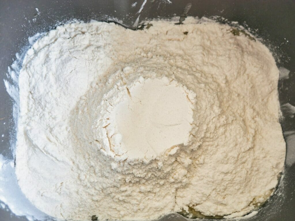 well in flour in breadmaker