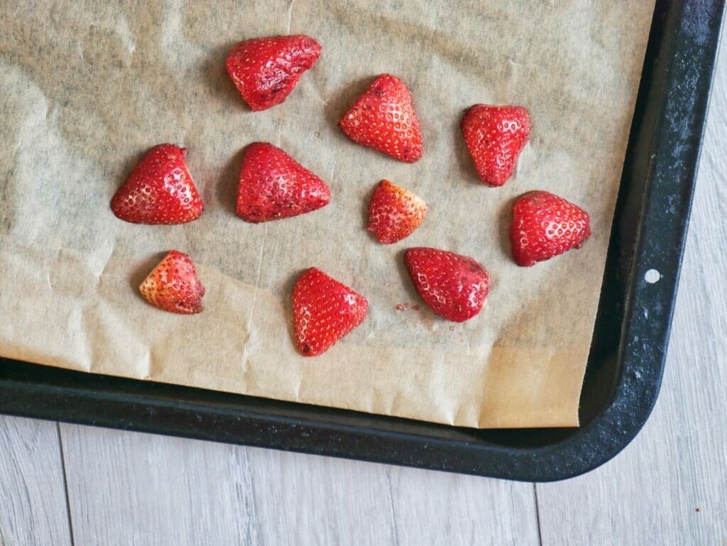 strawberries on parchment paper