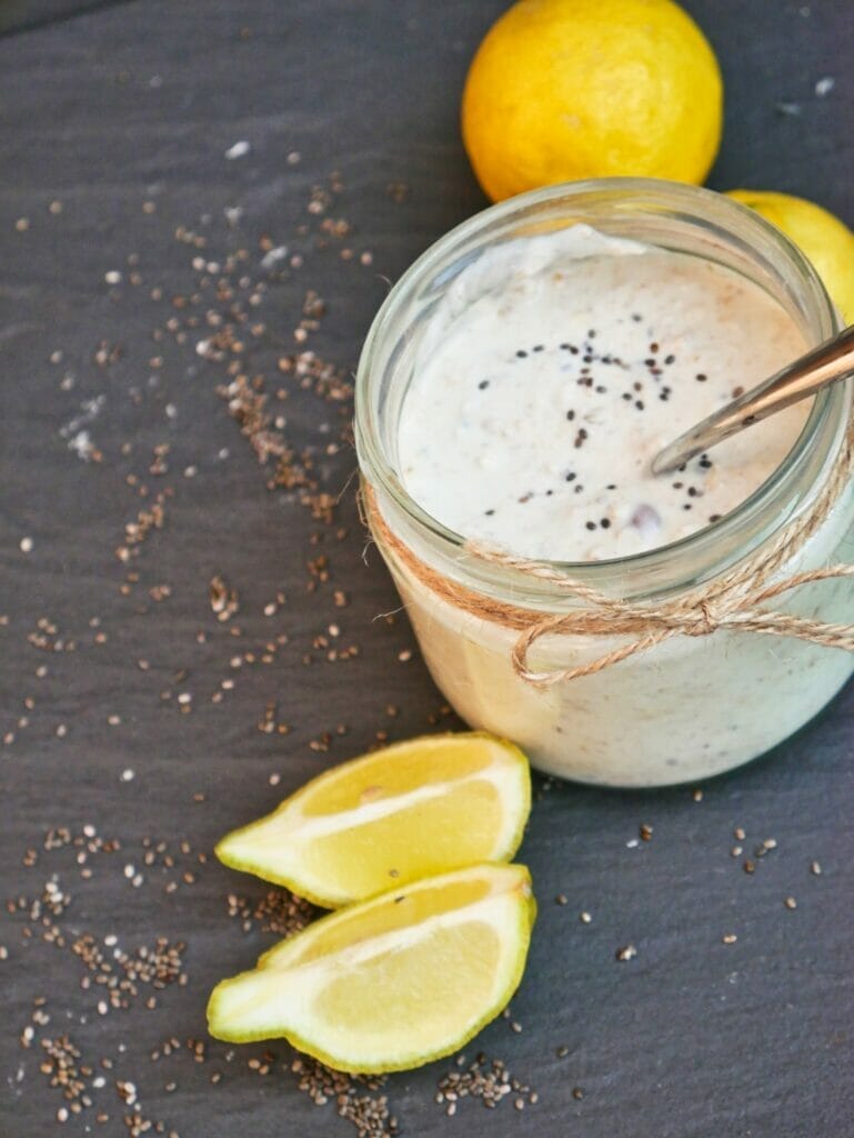 lemon overnight oats with lemon slices