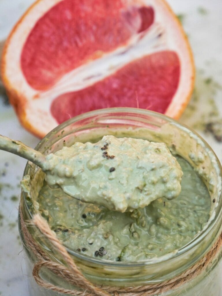 matcha overnight oats and grapefruit