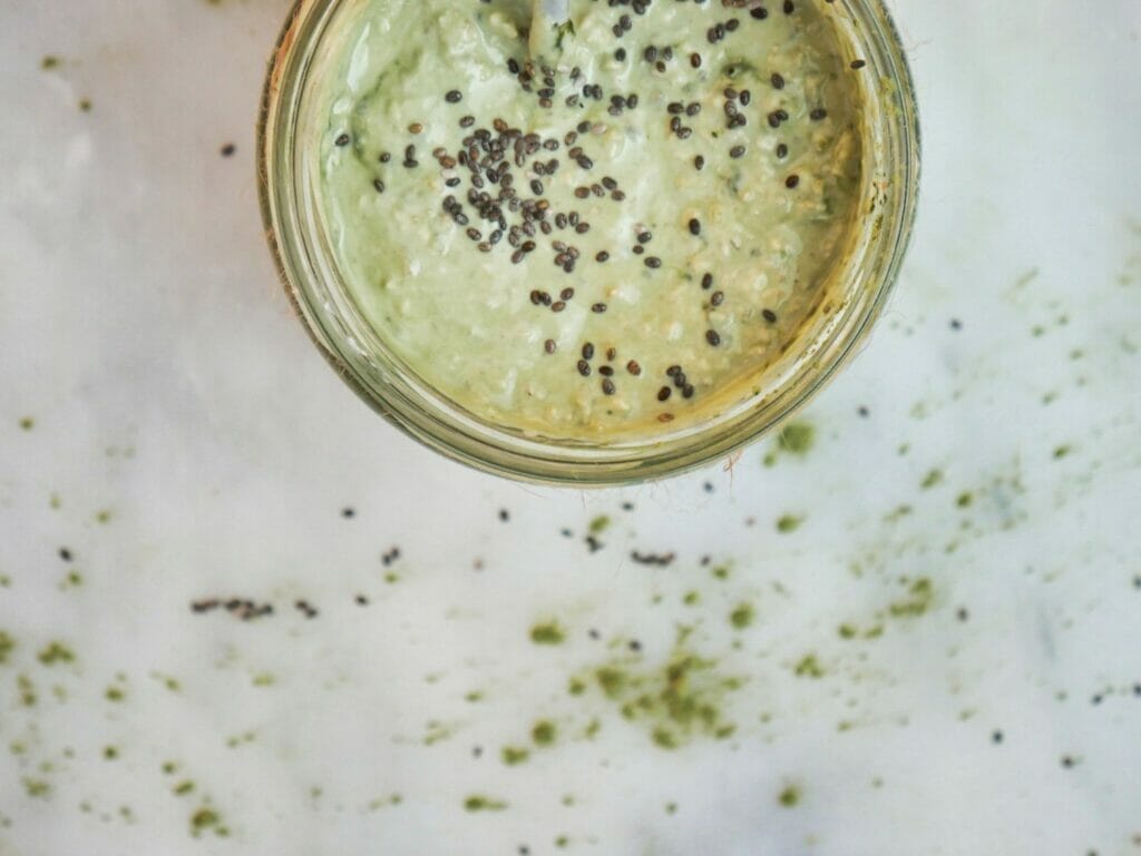 matcha overnight oats with chia seeds
