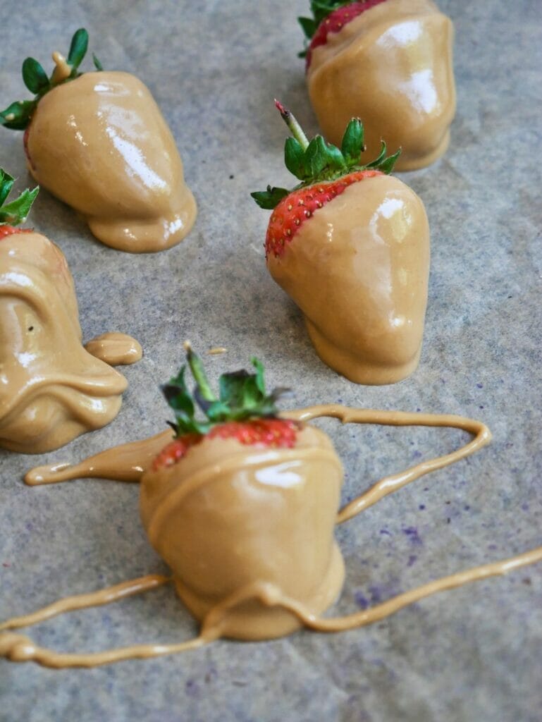strawberries covered in peanut butter