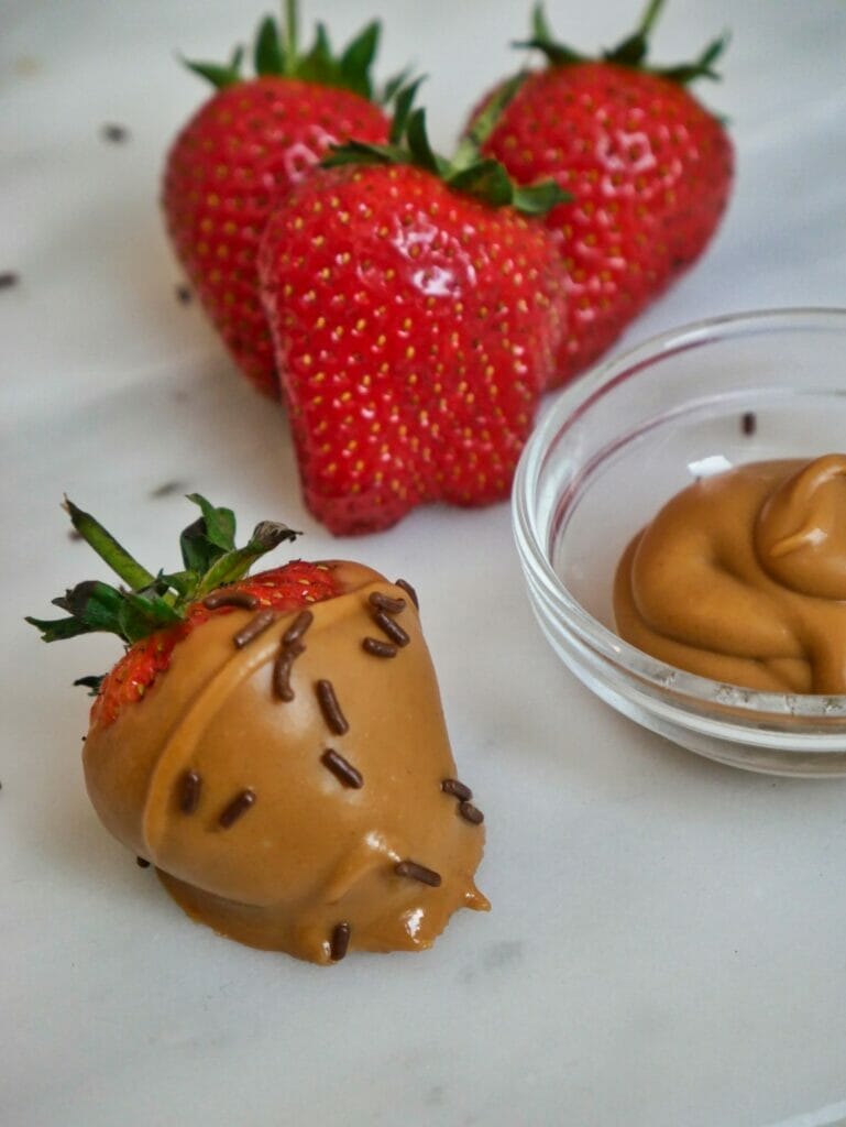 strawberry with peanut butter and fresh strawberries