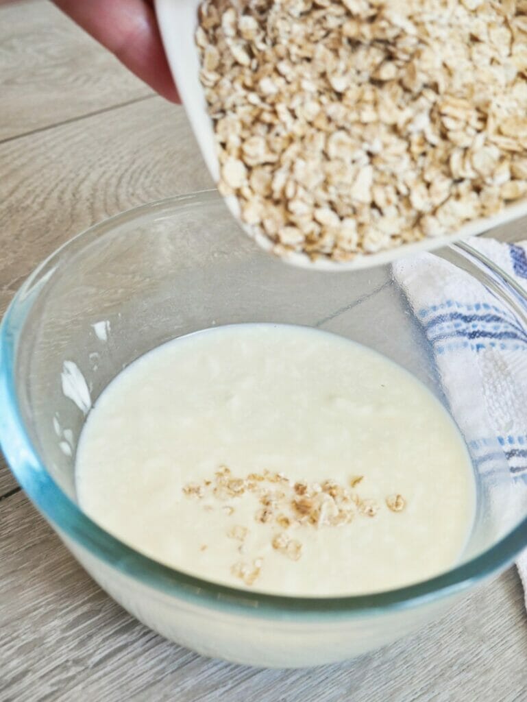 pouring oats into bowl
