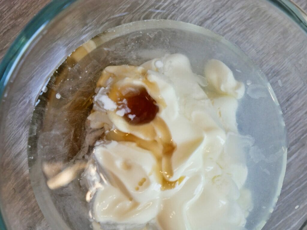 vanilla and greek yogurt in a bowl