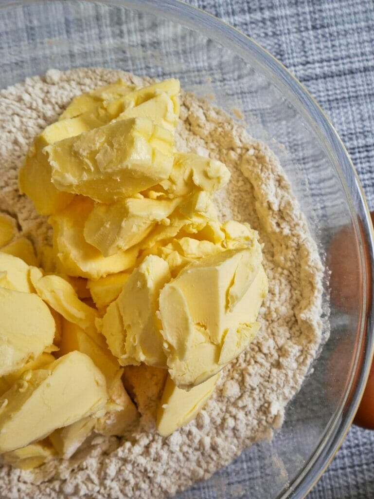 butter and flour in bowl