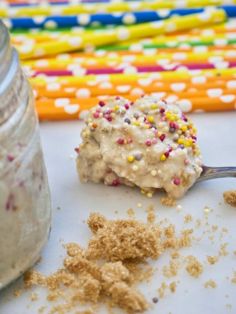 spoonful of birthday cake overnight oats