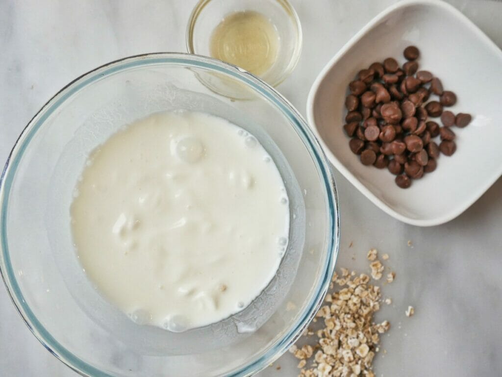 bowl of greek yogurt and water