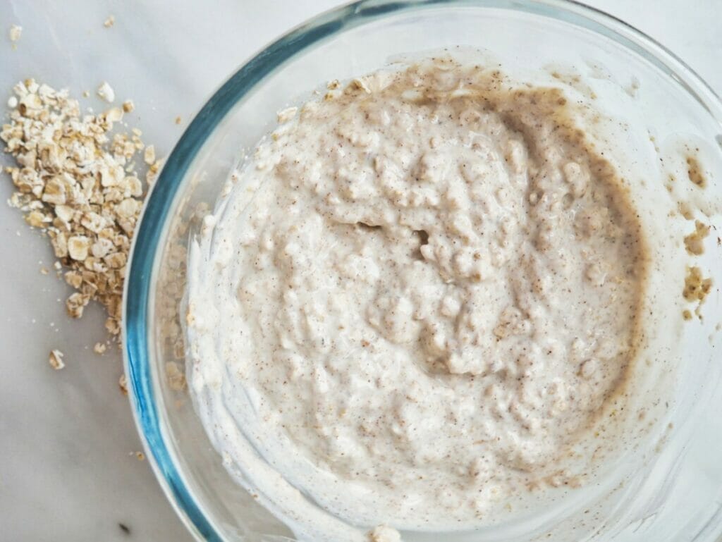 bowl of yogurt and cinnamon and oats