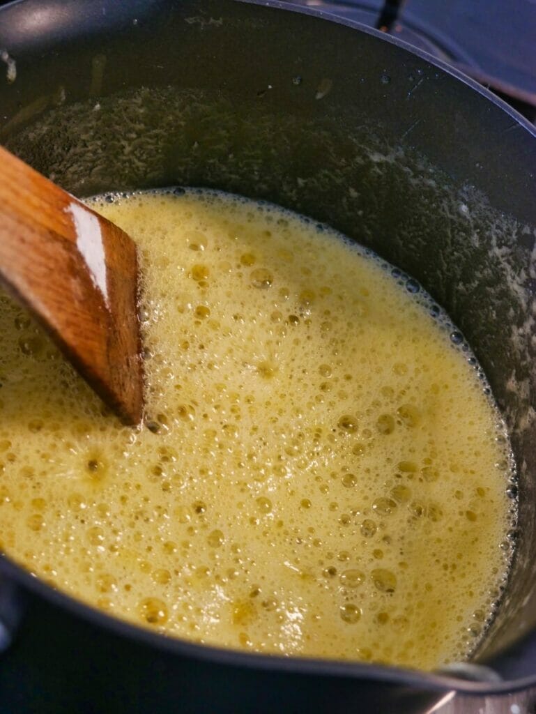 melted butter in pot