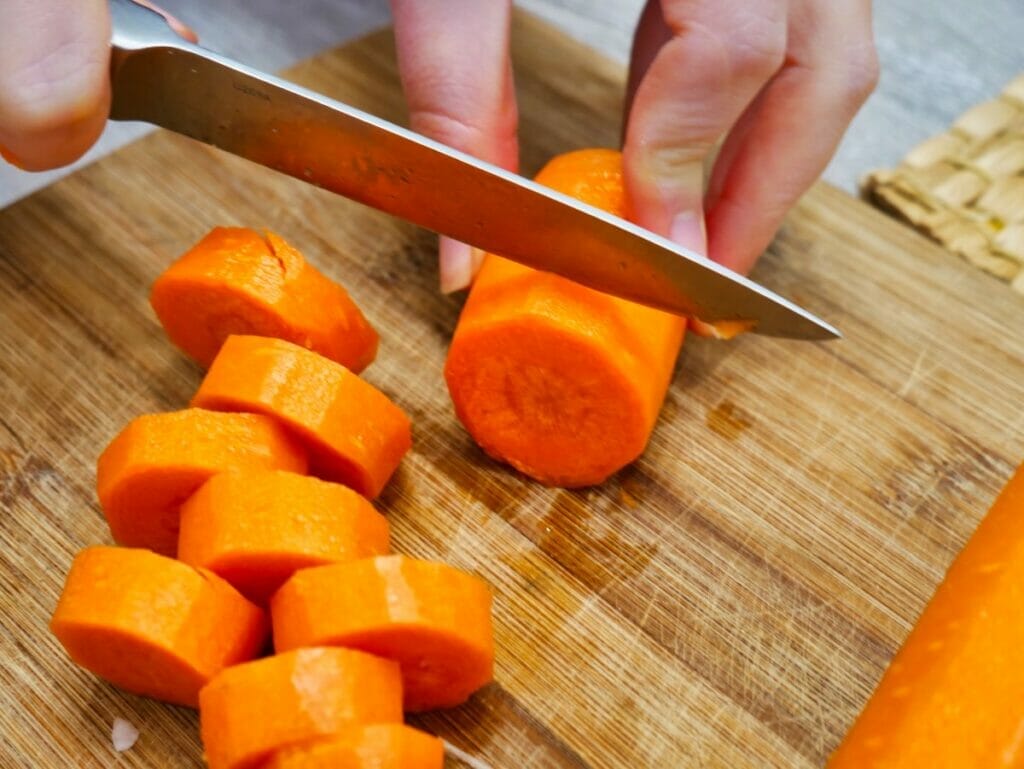 cutting a carrot