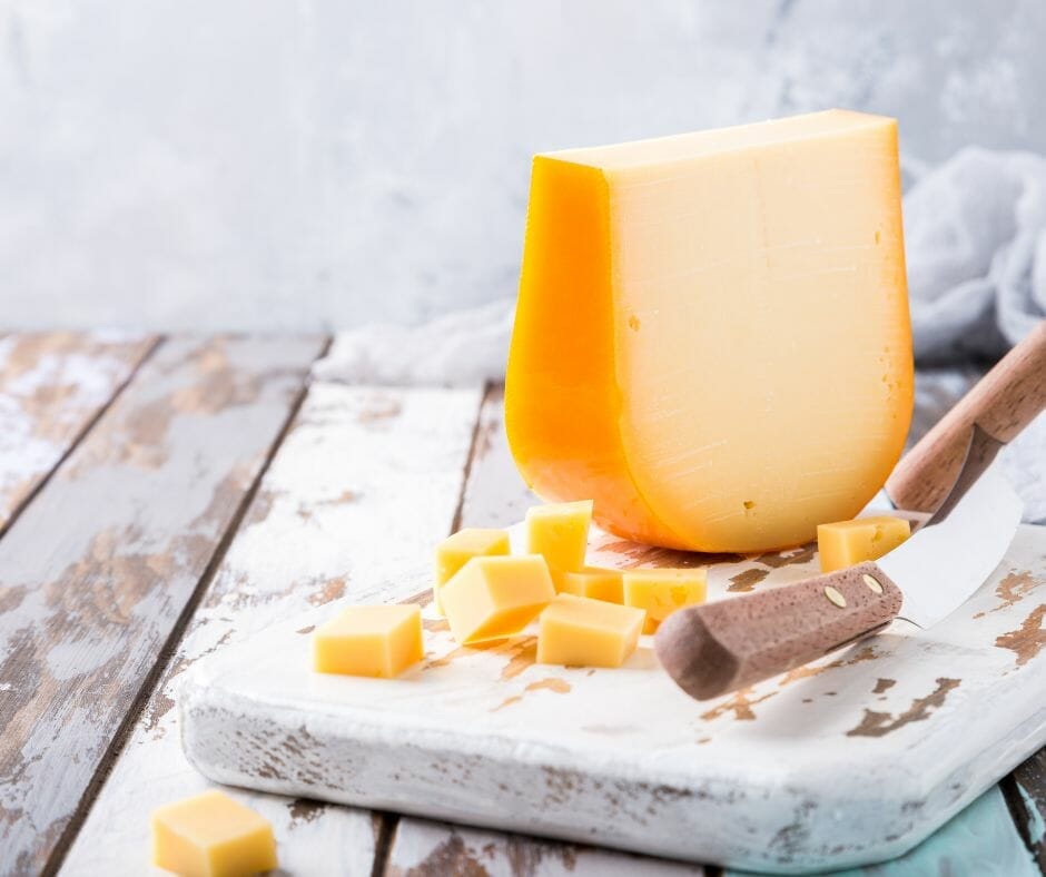 Gouda on a cutting board