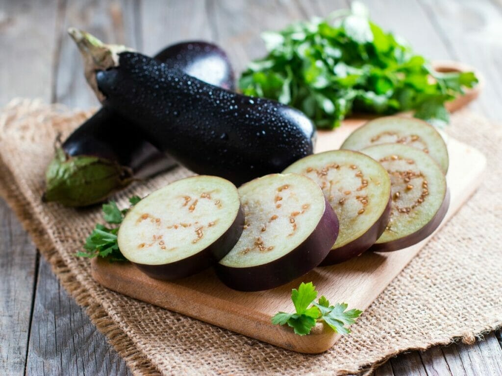 Sliced egglplants