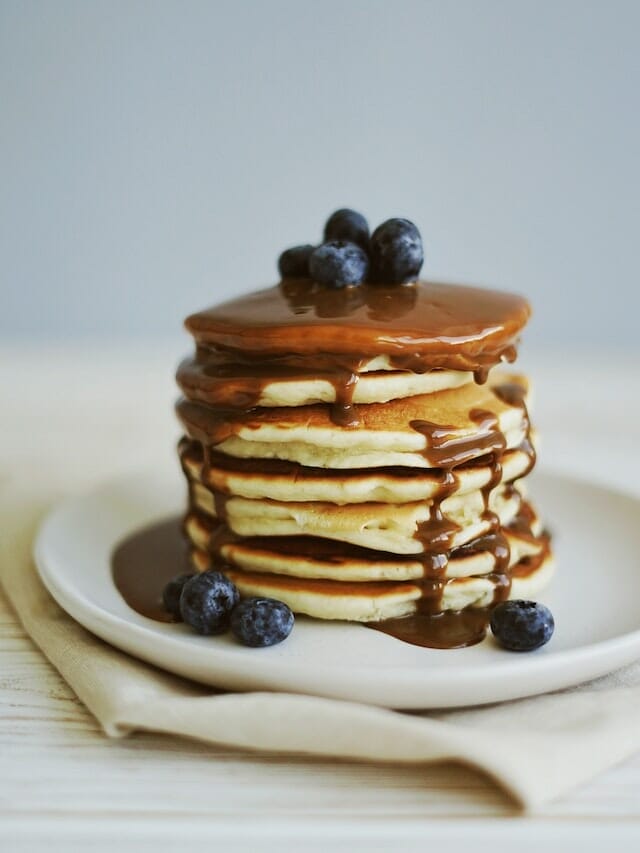 Stack of pancakes with blueberries 