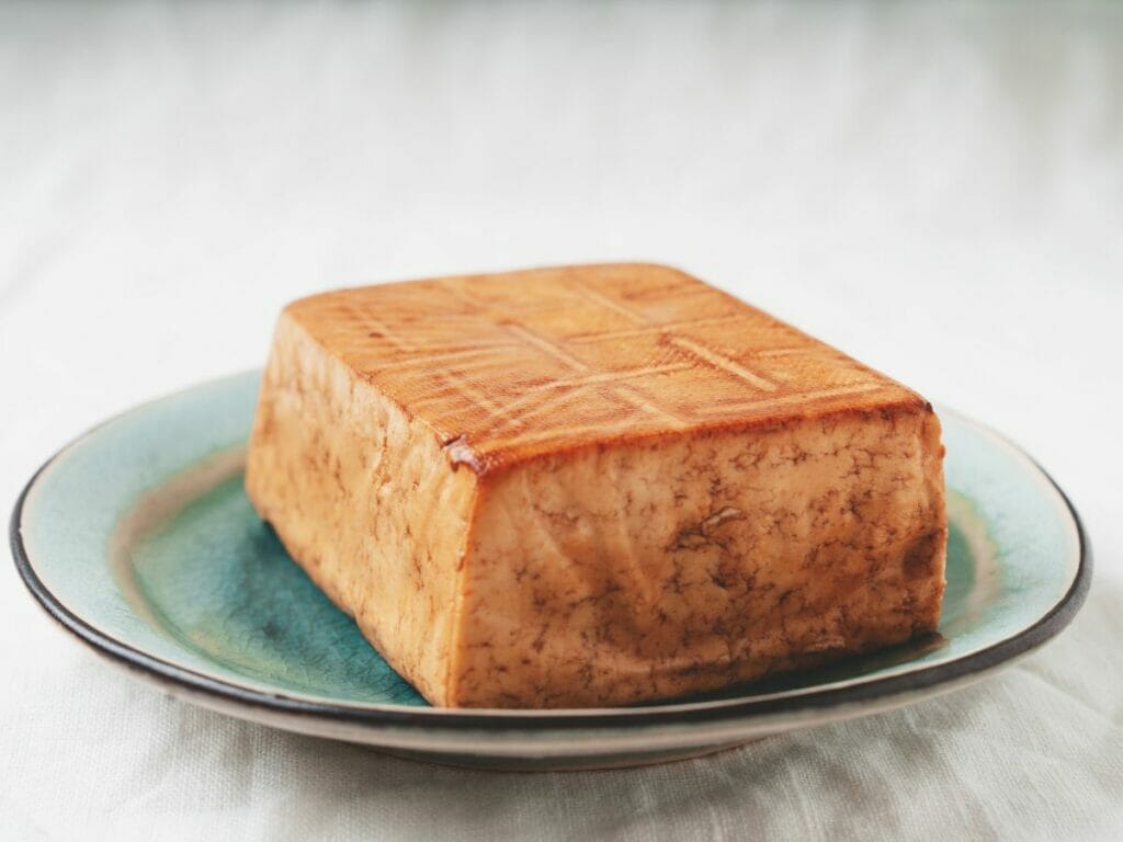 Smoked tofu on a plate 