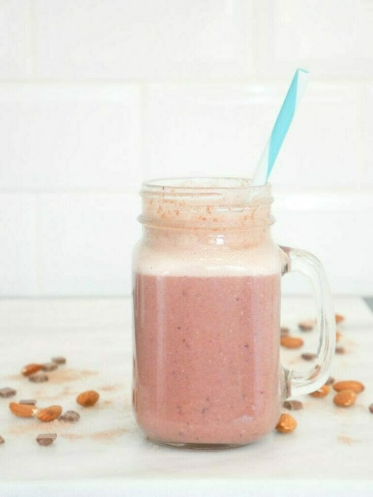 Almond butter and berry protein shake weight gain smoothie