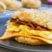 bacon egg and cheese biscuit on plate